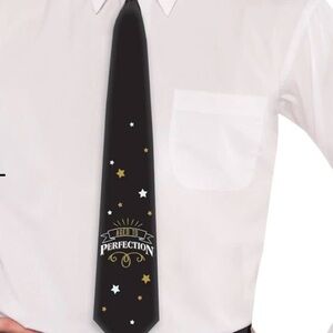 Black Necktie with Gold and White Star Design